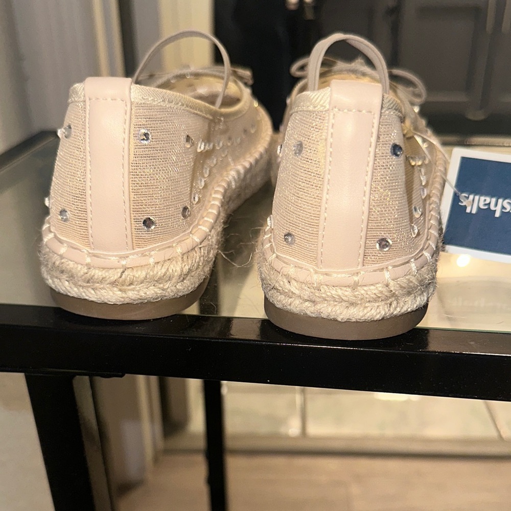 Brand New Nude Madden Girl Cream Flats with Rhinestone Accents - Picture 3 of 4